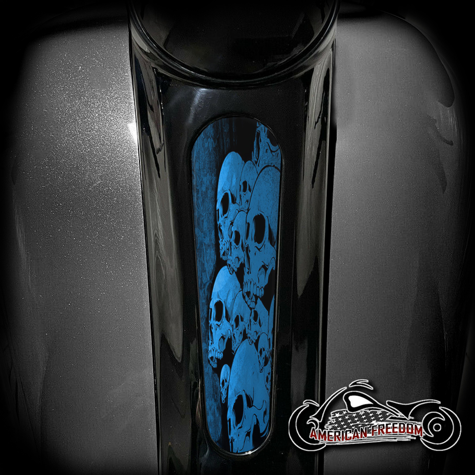 Harley 8 Inch Dash Insert - Blue Skull Pile